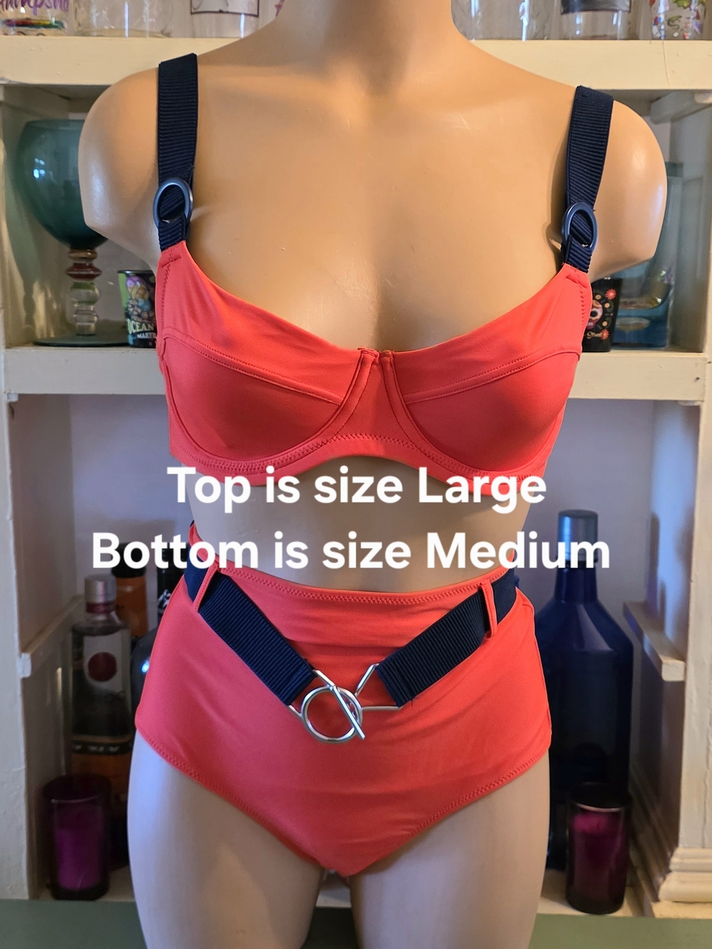 Aerie 2-pc Swimsuit Red 2-ply UW Top Is Large, Hi-rise Bottom Is Medium NWT